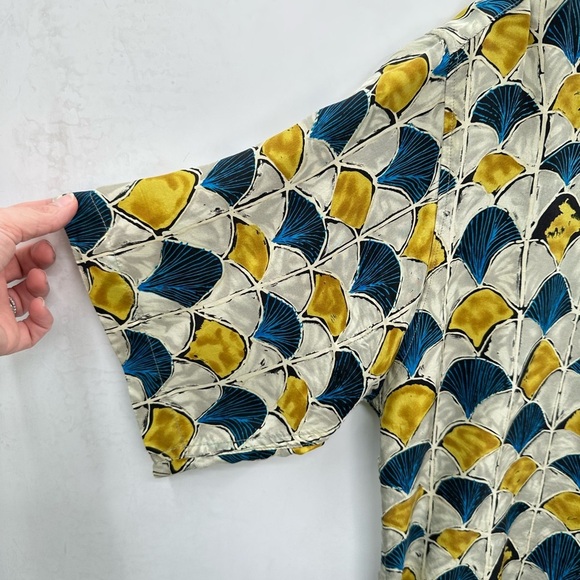 BURMA BIBAS Man 100% Silk short sleeve lightweight shell vintage casual top M - Picture 5 of 10